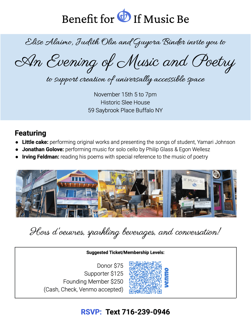 Benefit Event 11/15/25 to feature Irving Feldman, Little cake, and Jonathan&nbsp;Golove